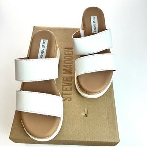 Steve Madden womens Thalia white wedge sandal size 6.5